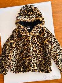 Giacca Hoodie animalier leopardata in pelliccia si