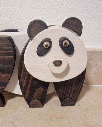 Panda Decorativo in Legno Fatto a mano