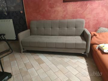Divano letto contenitore 3 posti grigio moderno
