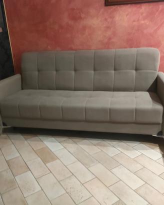 Divano letto contenitore 3 posti grigio moderno