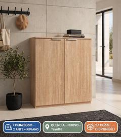 Madia Bassa 2 Ante Rovere 71x36x83 + Ripiano