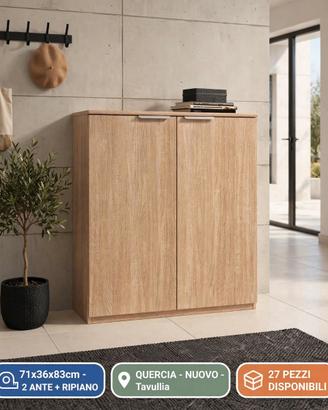 Madia Bassa 2 Ante Rovere 71x36x83 + Ripiano