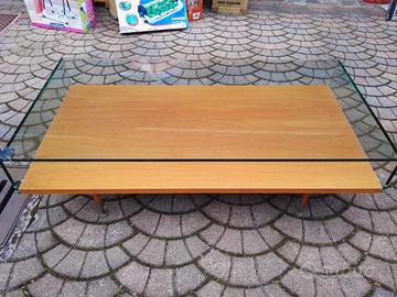 Tavolino “Rimadesio” vetro e faggio