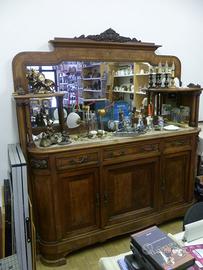 Mobile credenza in legno di noce specchio molato