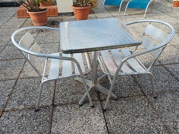 Tavolo alluminio con 2 sedie