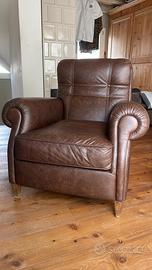 Poltrona Frau in pelle fiore tabacco restaurata