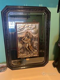 Specchio quadro vintage bassorilievo argento 800%