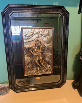 Specchio quadro vintage bassorilievo argento 800%