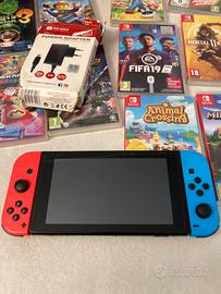 Switch con accessori 10 giochi custodia e ring fit