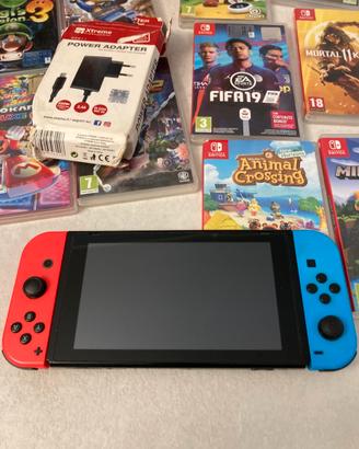 Switch con accessori 10 giochi custodia e ring fit