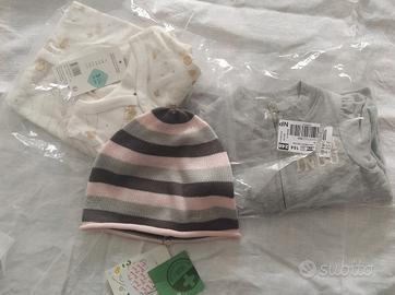 Lotto abbigliamento neonata body felpa cappellino