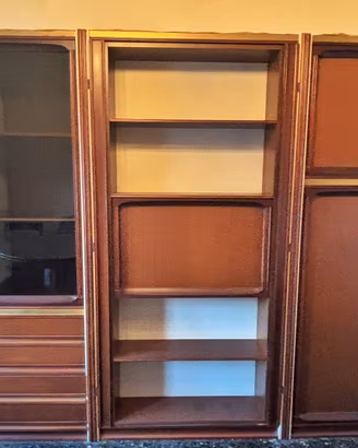 Libreria, vetrina e scrittoio vintage in legno