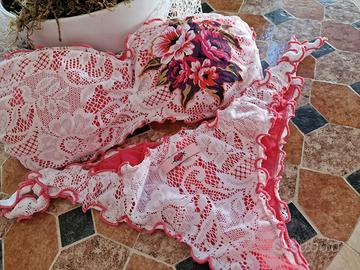 Bikini tezuk donna pizzo bianco peonia