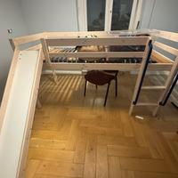 Letto a soppalco con scivolo e torretta Planes