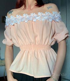 Top donna spalle scoperte con pizzo - Taglia S