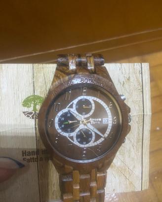 Orologio  chrono Green time legno puro