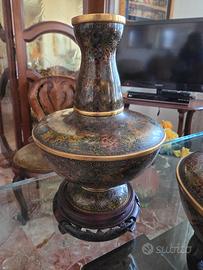 Coppia di Vasi Cloisonné Vintage – Smalto e Ottone