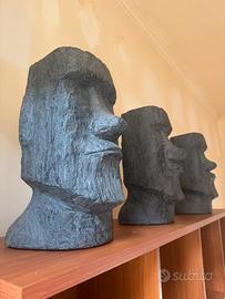 Set di 3 vasi - statua moai dell’isola di pasqua