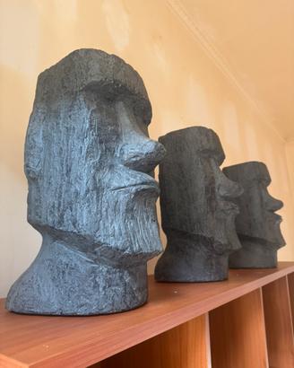 Set di 3 vasi - statua moai dell’isola di pasqua