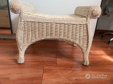 Panca Pier One per Vanità in Rattan Vintage