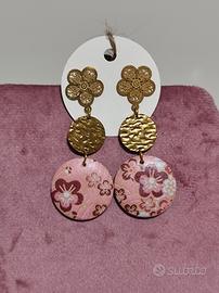 orecchini artigianali floreali giapponesi 