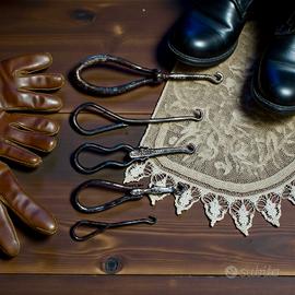 Lotto 5 antichi ganci x bottoni guanti vittoriani