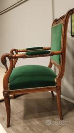 Poltroncine Impero in velluto verde