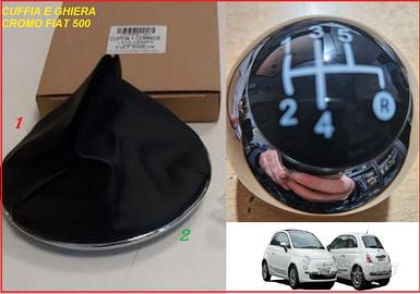 CUFFIA + POMELLO CROMO O NERO FIAT 500 CINQUECENTO