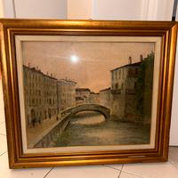Quadro Milano 1933 olio su tela con cornice