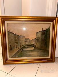 Quadro Milano 1933 olio su tela con cornice