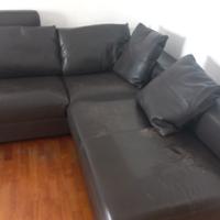 Divano angolare scomponibile 3+2 posti, vera pelle
