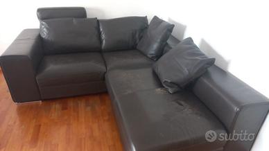 Divano angolare scomponibile 3+2 posti, vera pelle