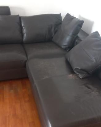 Divano angolare scomponibile 3+2 posti, vera pelle