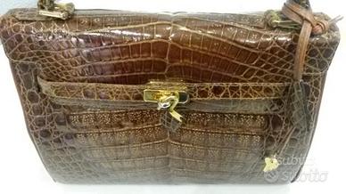 Borsa bauletto vero coccodrillo