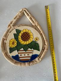 Poggia pentole in ceramica e vimini