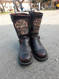 Stivali vintage da moto Piston, marroni, pelle, 42
