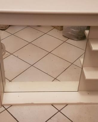 Armadio pensile legno verniciato bianco + specchio