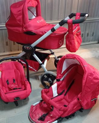 Trio passeggino carrozzina rosso sweet years CAM