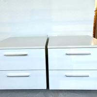 Coppia di Comodini Moderni Bianchi – 2 cassetti