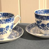 Coppia Tazze Tè Blu e Bianco Vintage Giappone