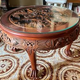 tavolo cinese intagliato a mano