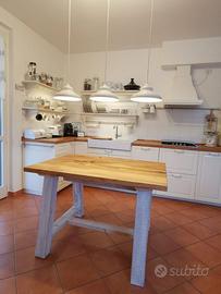 tavolo abete vecchio top rovere rustico allungabil