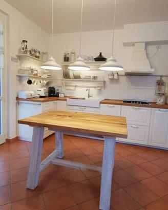 tavolo abete vecchio top rovere rustico allungabil