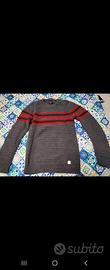 Maglione  Grigio Antracite con Righe Rosse