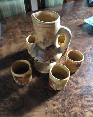 Brocca e 5 bicchieri vintage