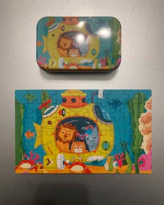 Scatolina in metallo con puzzle marino