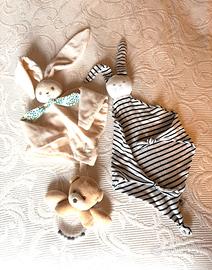 Kaloo doudou + Petit bateau doudou + altro gioco