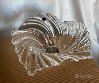 Centrotavola vetro con base argento 800