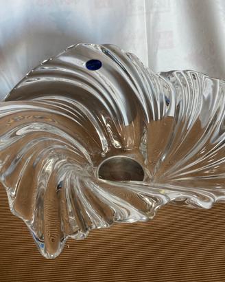 Centrotavola vetro con base argento 800