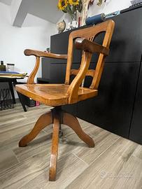 Sedia/poltrona da parrucchiere in legno del 1900